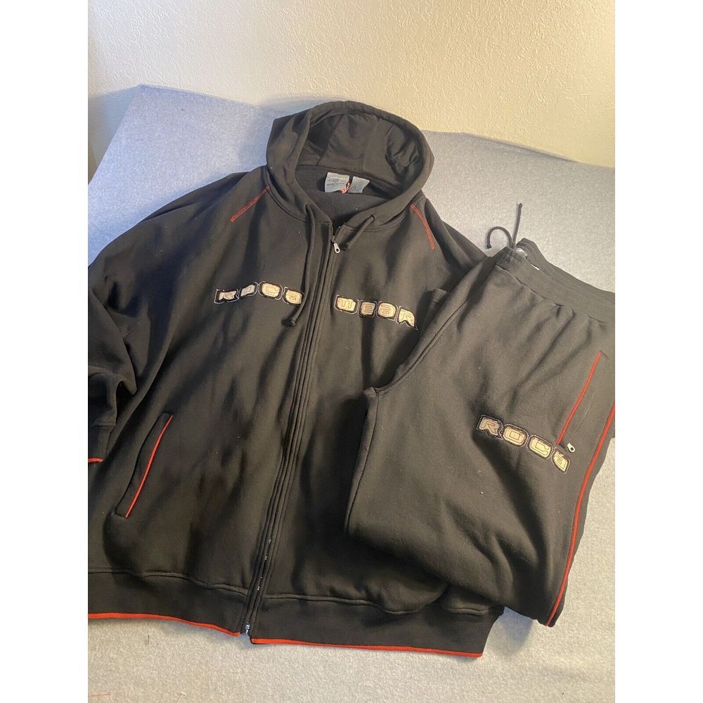 ROCAWEAR‎ Team ROC TR Vintage Track Suit Jacket Pants Embroidered Rare 5XL